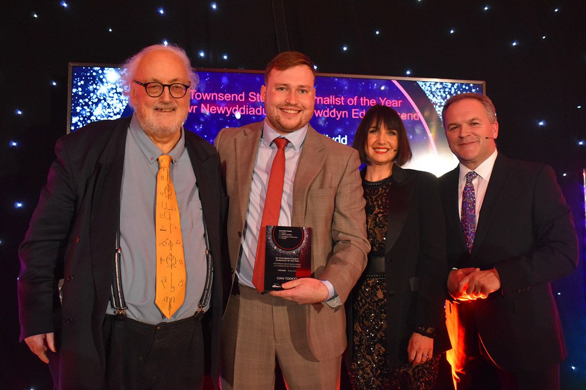 Cian Tookey collects Ed Townsend Student Journalist of the Year Award at the Wales Media Awards 2024